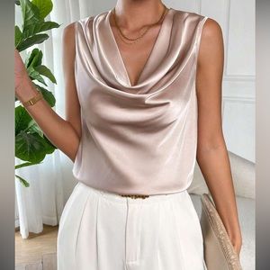 Luxe Oversized Draped & Ruched Satin Blouse